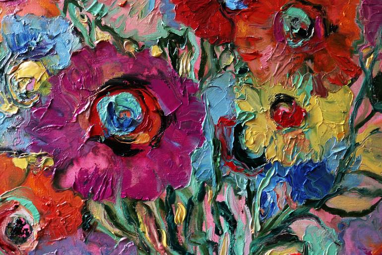Original Expressionism Floral Painting by Anastasia Rydlevskaya