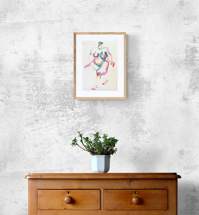 Original Dada Nude Drawing by Anastasia Rydlevskaya