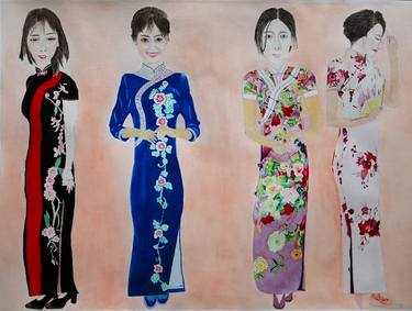 Print of Figurative Fashion Paintings by Xiao-kang Zhang