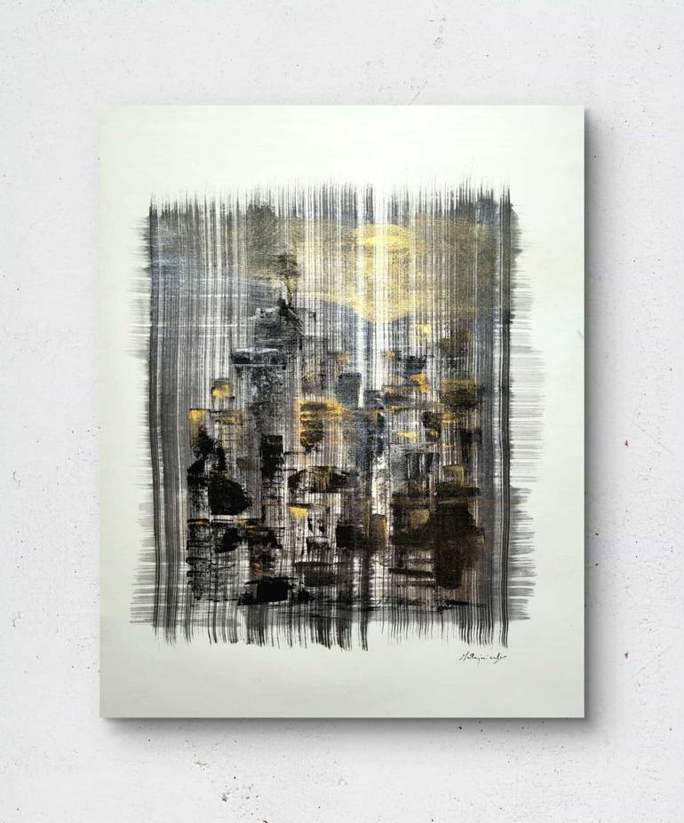 Original Abstract Architecture Painting by Margot Tohkou Olejniczak