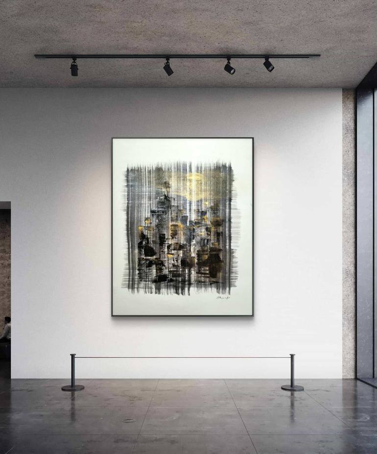 Original Abstract Architecture Painting by Margot Tohkou Olejniczak