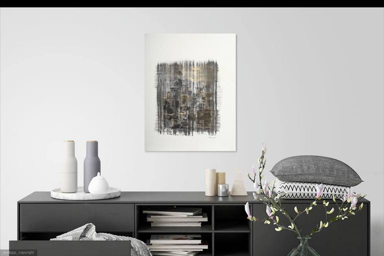 Original Abstract Architecture Painting by Margot Tohkou Olejniczak
