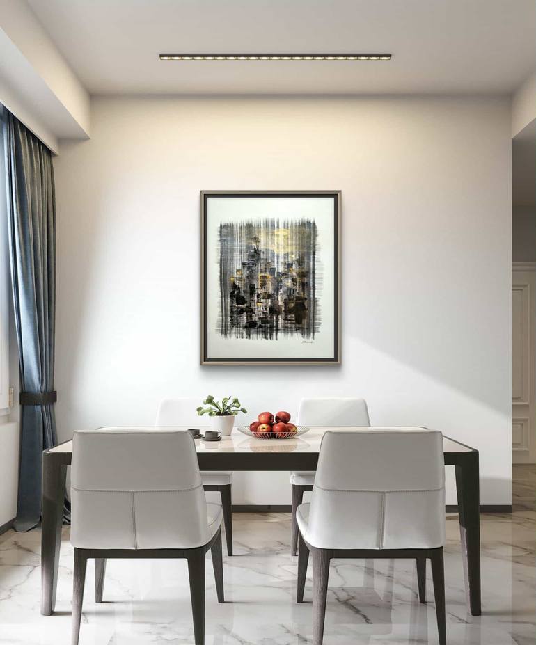 Original Abstract Architecture Painting by Margot Tohkou Olejniczak