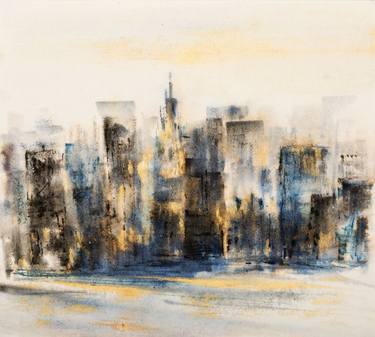 Original Abstract Cities Paintings by Margot Tohkou Olejniczak