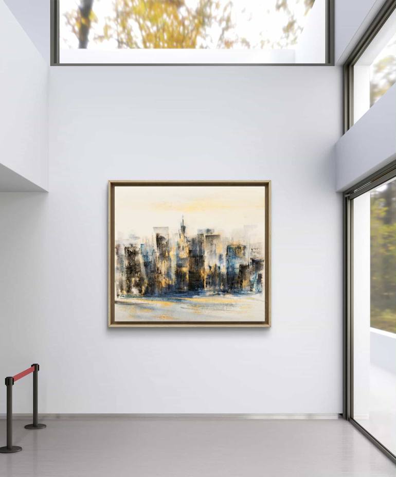 Original Abstract Cities Painting by Margot Tohkou Olejniczak
