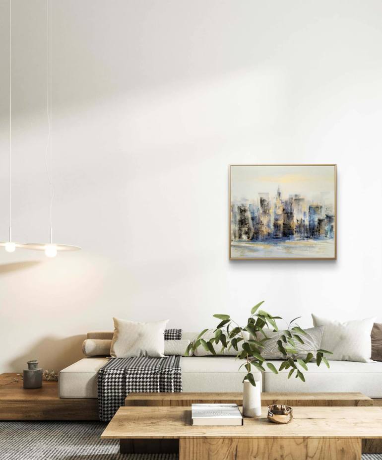 Original Abstract Cities Painting by Margot Tohkou Olejniczak