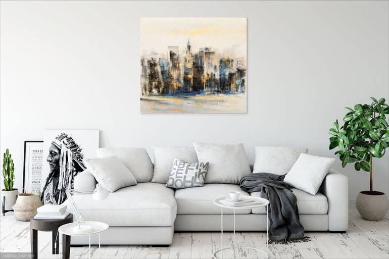 Original Abstract Cities Painting by Margot Tohkou Olejniczak