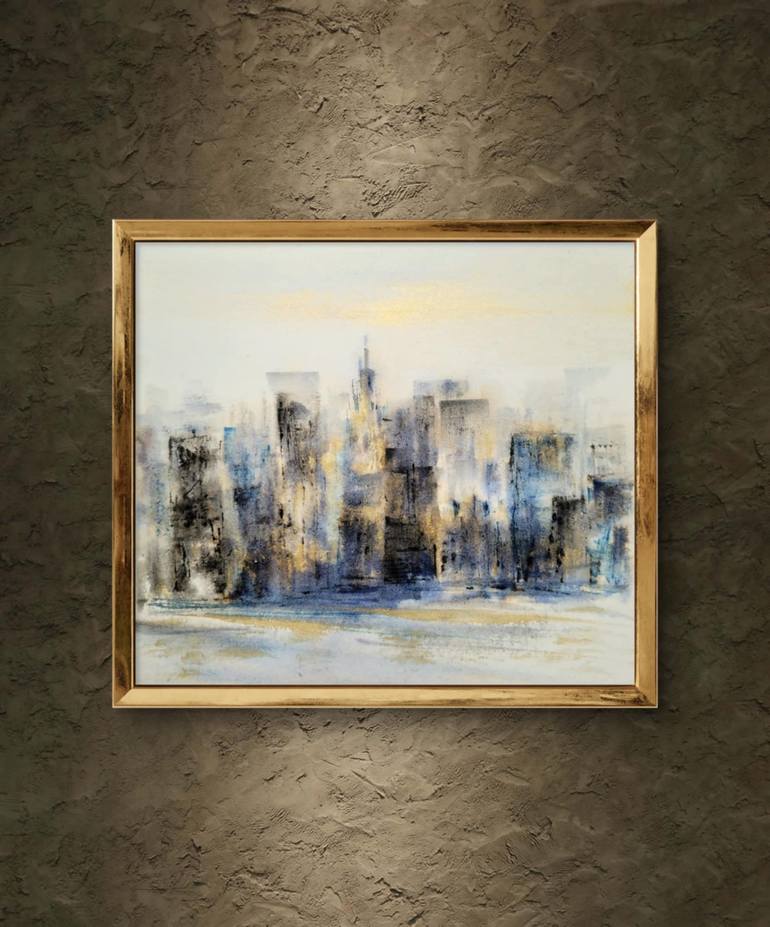 Original Abstract Cities Painting by Margot Tohkou Olejniczak