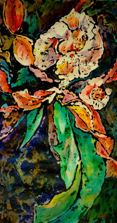 Original Abstract Expressionism Floral Paintings by Shakuntala Maheshwari