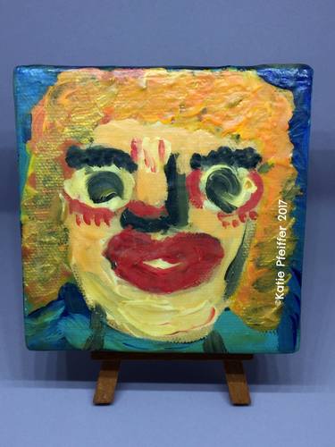 Miniature Mini Portrait Painting Clown Face thumb