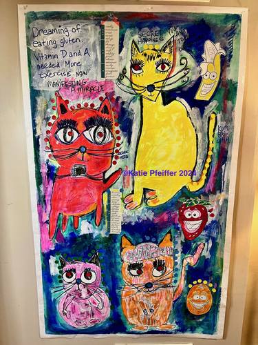Original Pop Art Cats Collage by Katie Pfeiffer