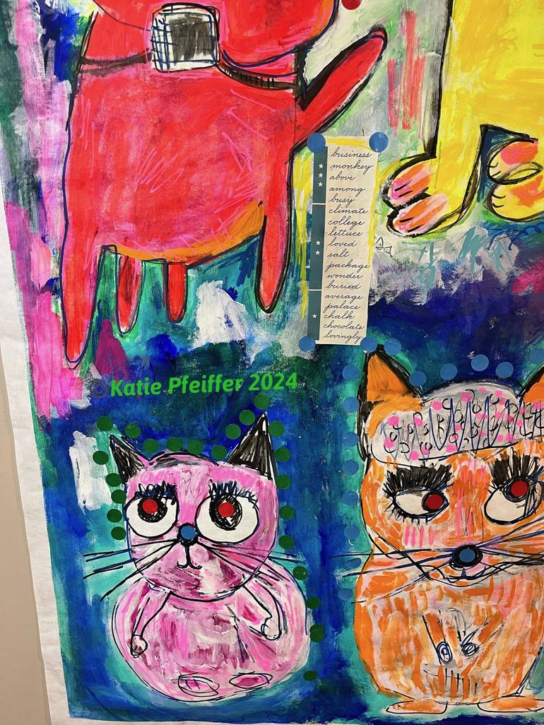 Original Pop Art Cats Collage by Katie Pfeiffer