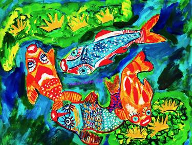 Original Folk Fish Paintings by Katie Pfeiffer