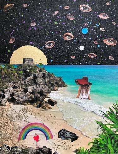 Original Figurative Beach Collage by MARINA SIMS