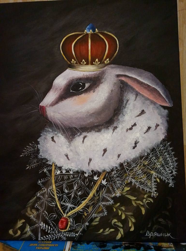 King rabbit (Fairy tale characters) Painting by Julia Vryashnik ...