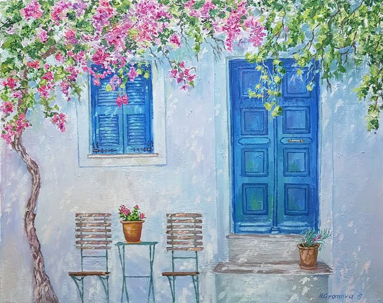 Greek house Painting by Natallia Gromova | Saatchi Art