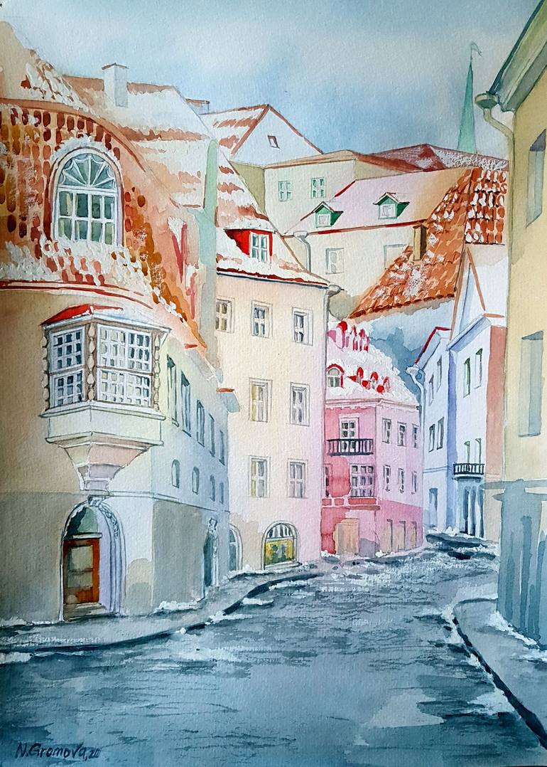 European old town Painting by Natallia Gromova | Saatchi Art