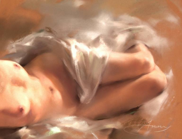 Original Fine Art Nude Painting by Anzhelika Maksimova