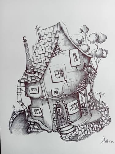 Houses composition #1graphic artwork by ballpoint pen thumb