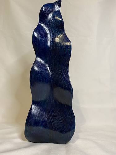 Seaweed Oak Wood Sculpture with Blue Dye thumb