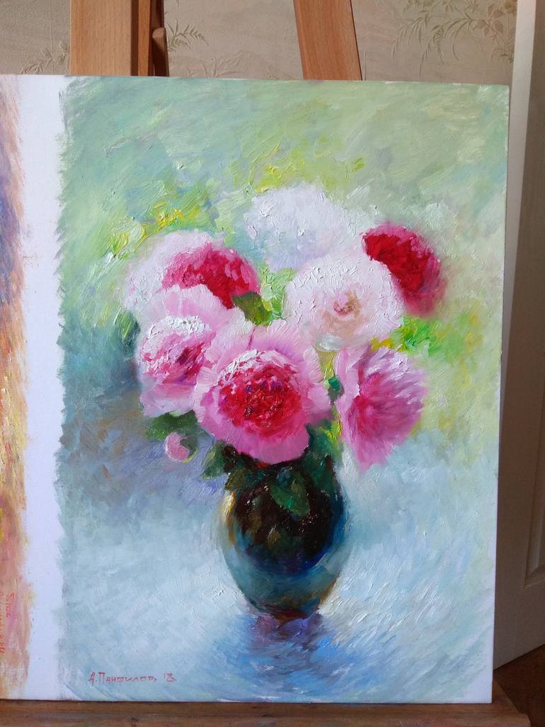 Original Impressionism Floral Painting by Aleksei Adlexe Panfilov