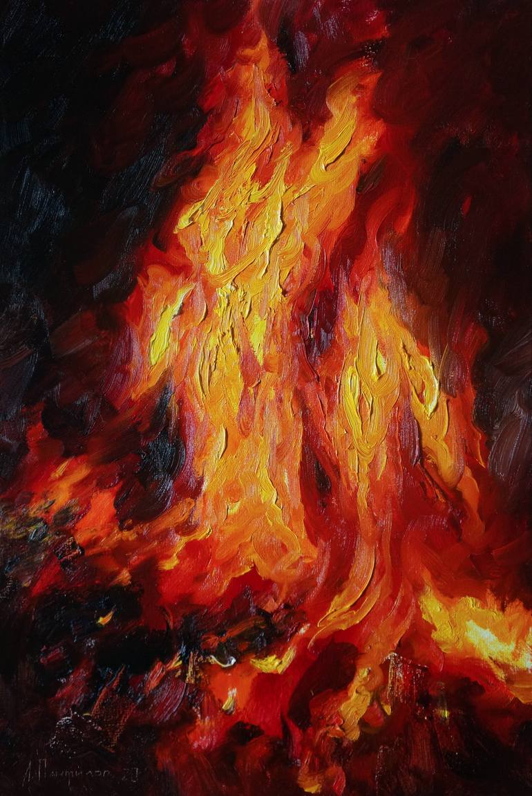 Bonfire Painting by Aleksei ADLEXE Panfilov Saatchi Art