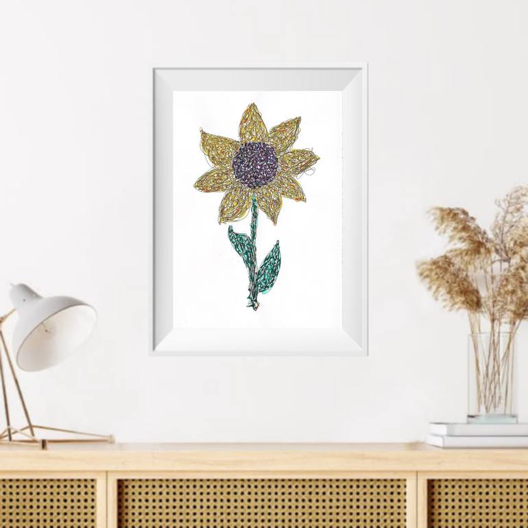 Original Conceptual Floral Drawing by Katya Kononenko