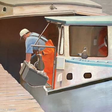 Original Figurative Boat Paintings by Michael Maron