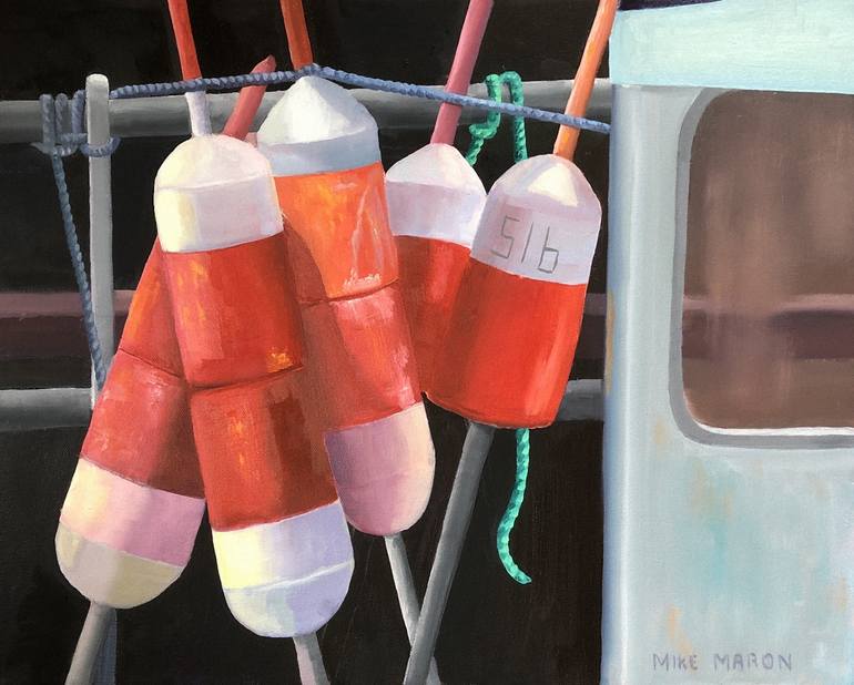 Lobster Buoys I Lobster Pots I Buoys Painting I Coastal Art I New England  Watercolor 