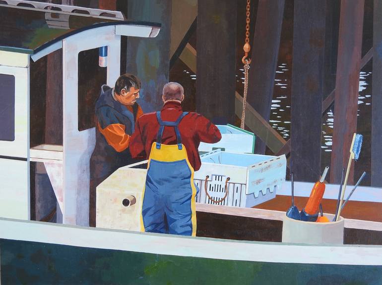 Sorting the Catch Painting by Michael Maron | Saatchi Art