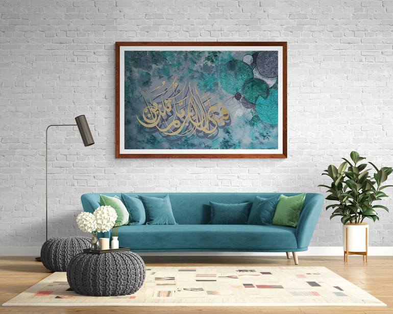 Original Abstract Calligraphy Mixed Media by Beena Sohail