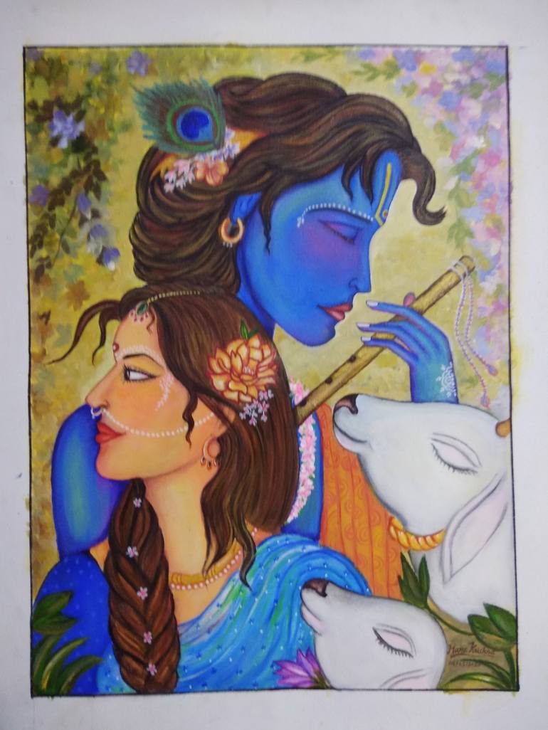 Radha Krishna love Painting by Pratibha Jadhav | Saatchi Art