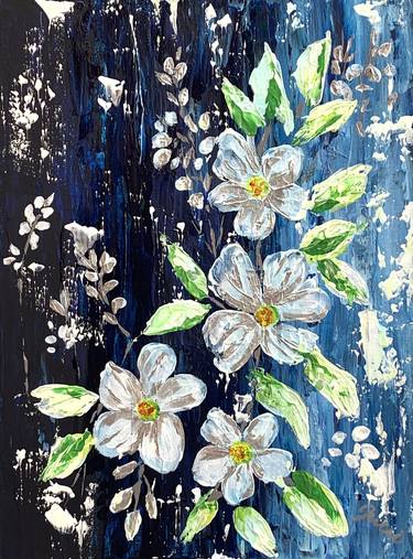Original Abstract Expressionism Floral Painting by Julie Wynn