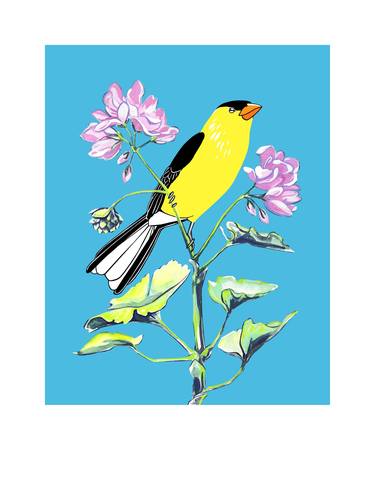 American Goldfinch and Geranium - Limited Edition of 25 thumb