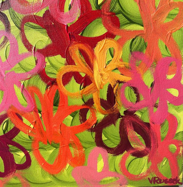 Original Abstract Floral Painting by Veronica Russek