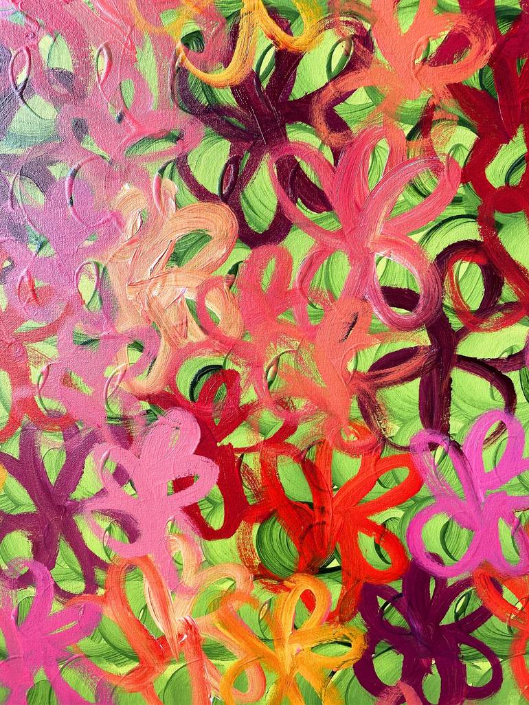 Original Abstract Floral Painting by Veronica Russek