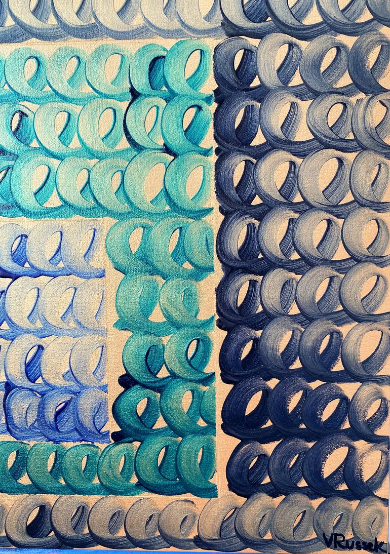 Original Abstract Geometric Painting by Veronica Russek