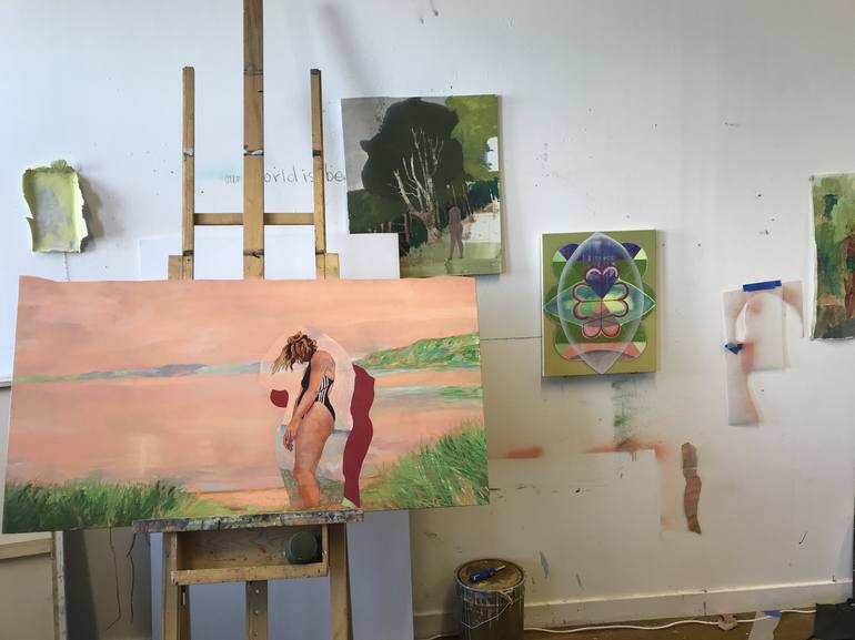 Original Figurative Beach Painting by Jessica Kirkpatrick