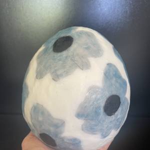Washed denim egg sculpture