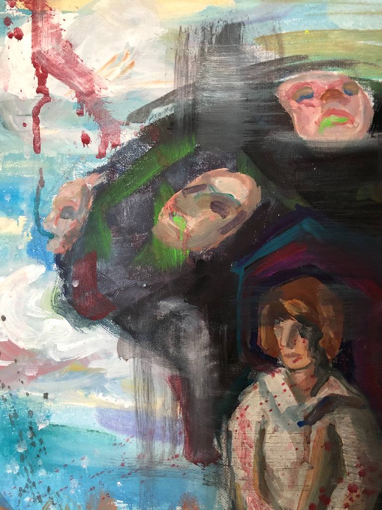 Original Surrealism People Painting by Anastasia Stein