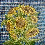 Sunflowers on blue by daria dmitrieva