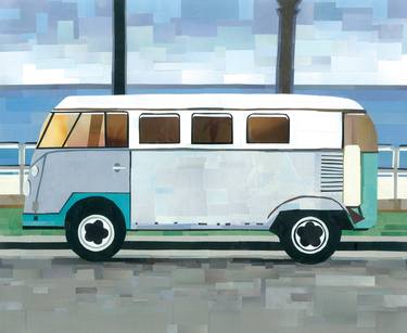 VW Bus on Road by the Beach thumb