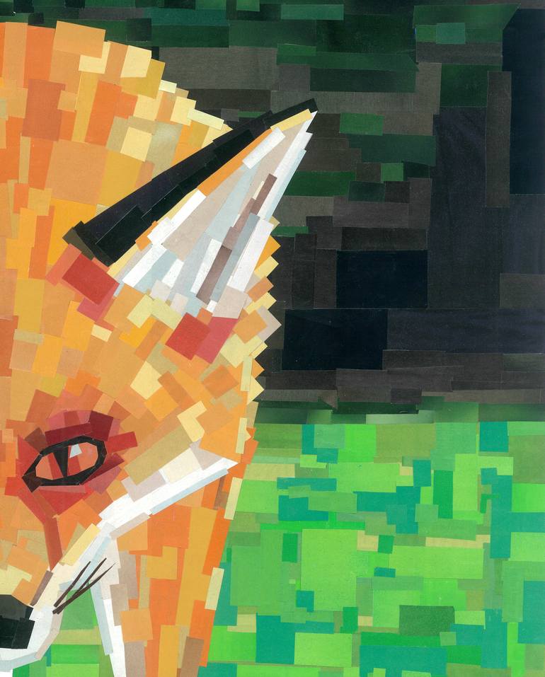 Original Cubism Animal Collage by James Gooch
