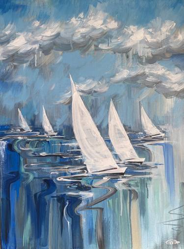 Original Fine Art Boat Paintings by Oplyart Olga