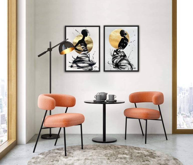 Original Abstract Expressionism Women Mixed Media by Olga Oplyart
