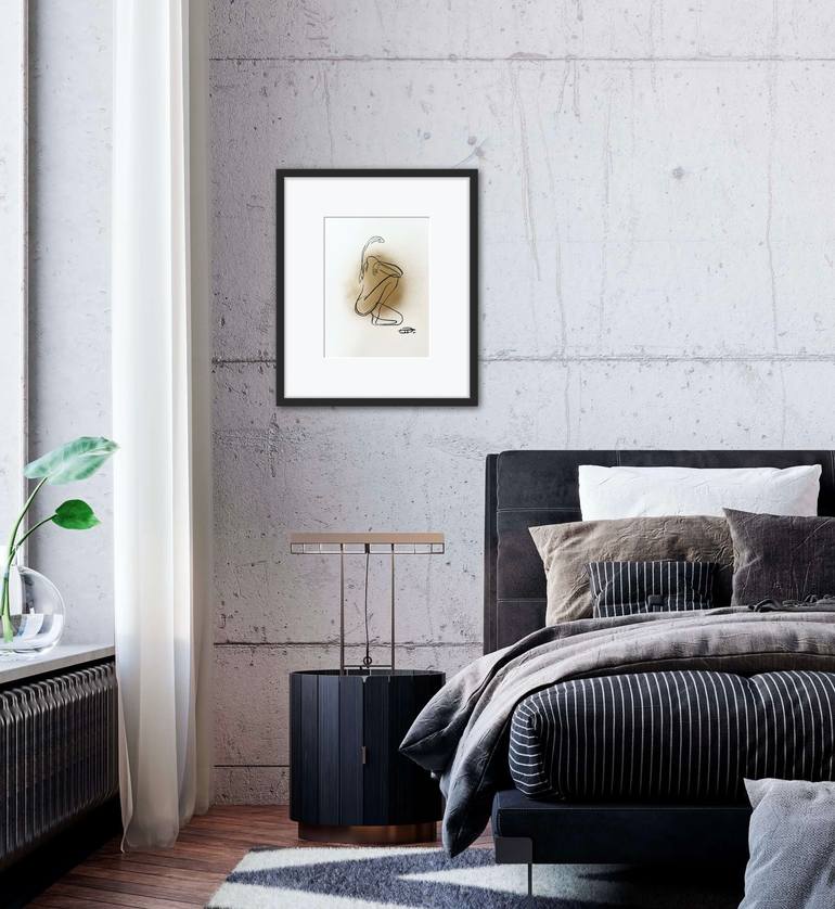 Original Art Deco Nude Drawing by Olga Oplyart