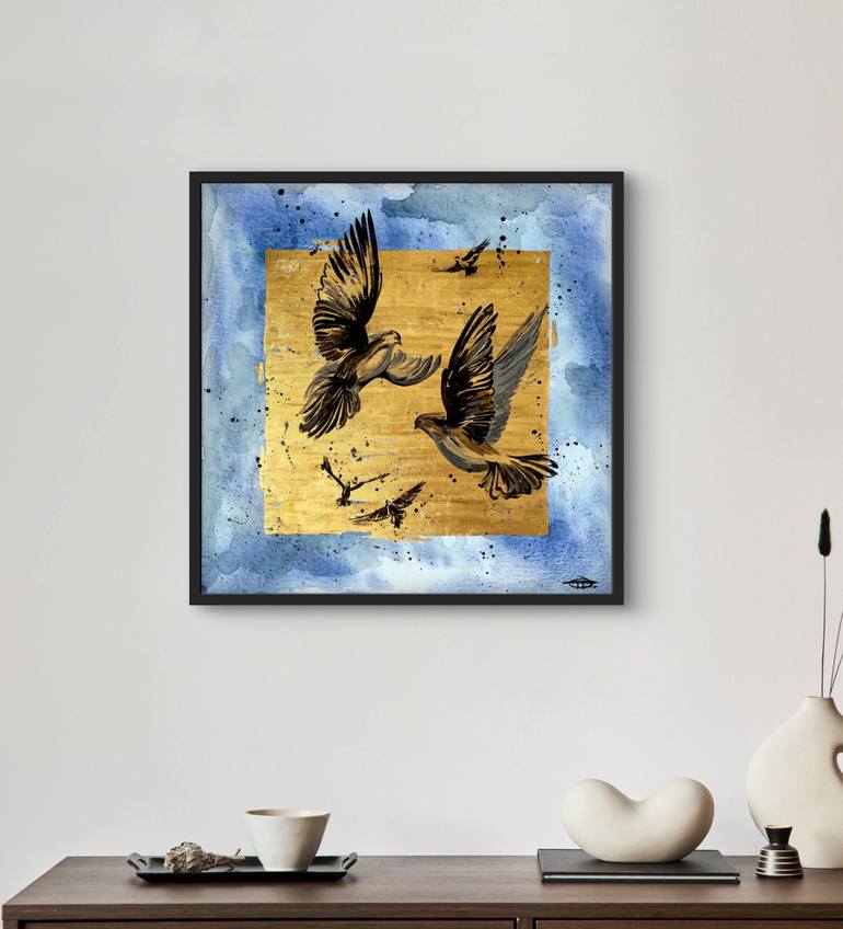 Original Art Nouveau Animal Mixed Media by Olga Oplyart