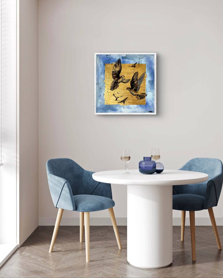 Original Art Nouveau Animal Mixed Media by Olga Oplyart