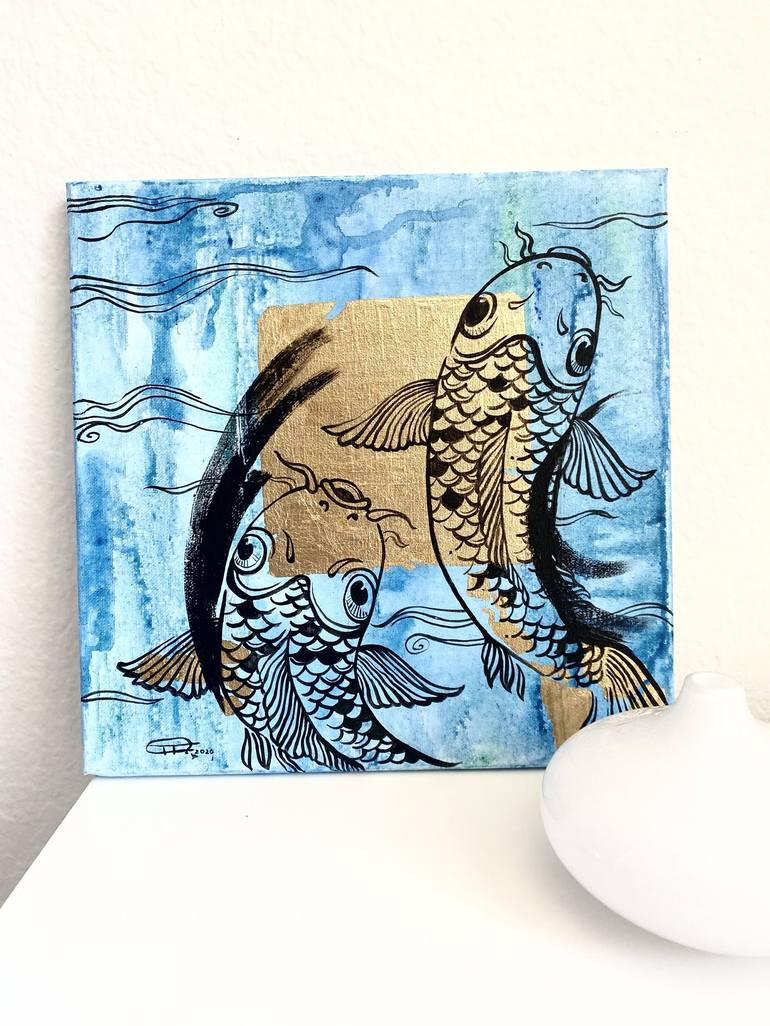 Original Fish Painting by Oplyart Olga