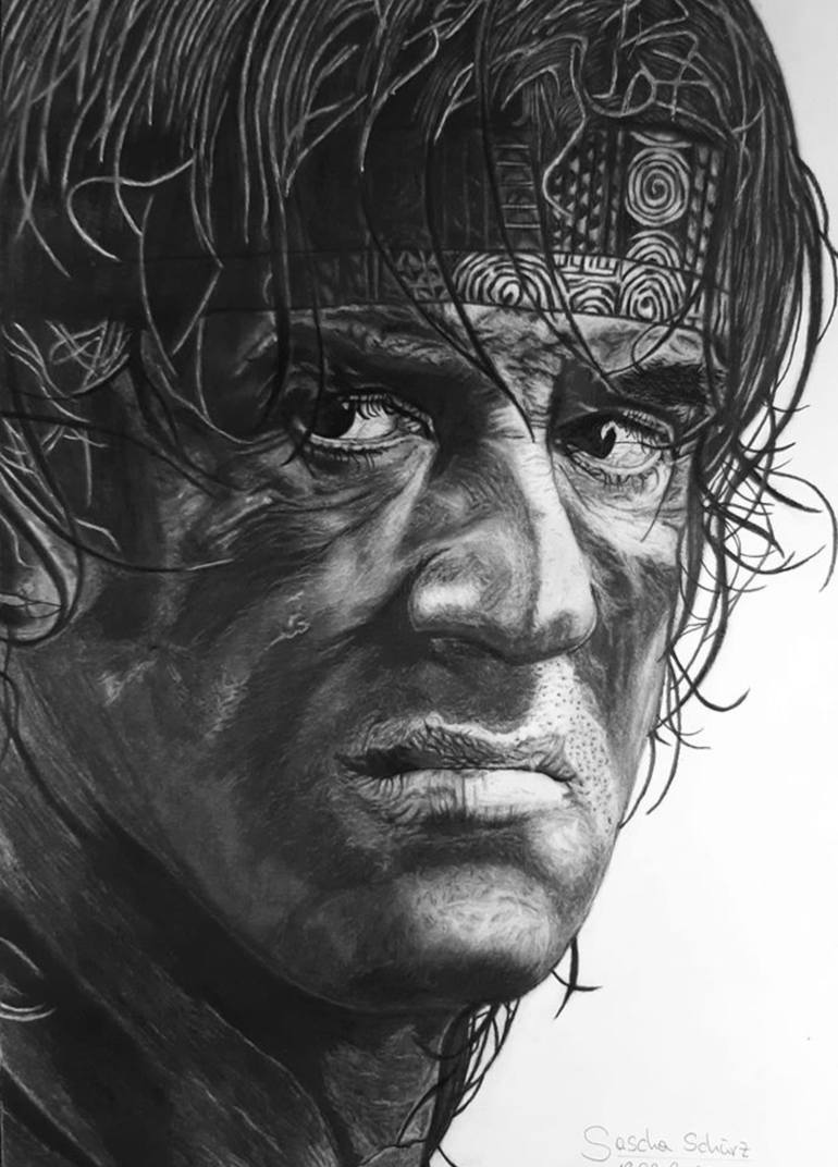 Sylvester Stallone - Rambo drawing by Sascha Schürz Drawing by Sascha ...